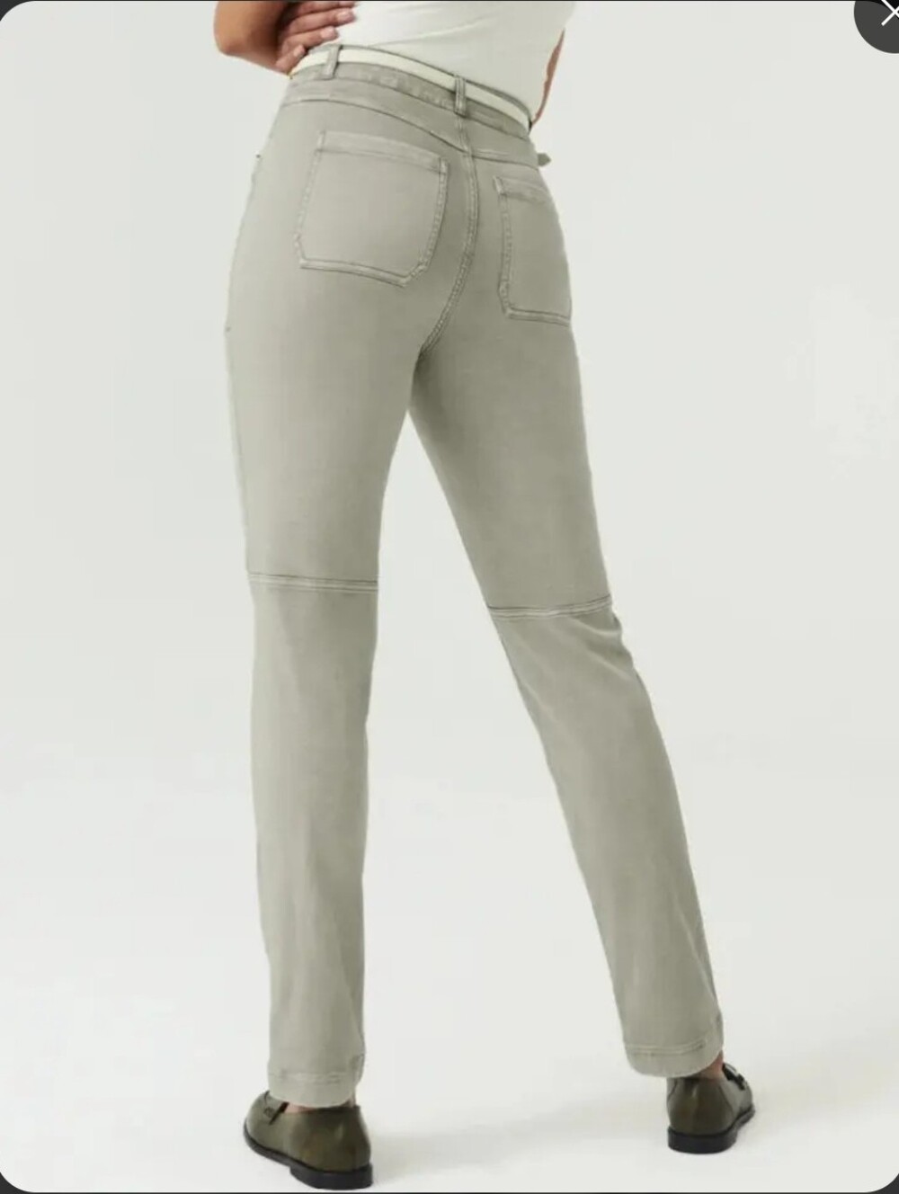 Spanx Stretch Twill Straight Leg Pants in Olive Oil Size M - Picture 2 of 11